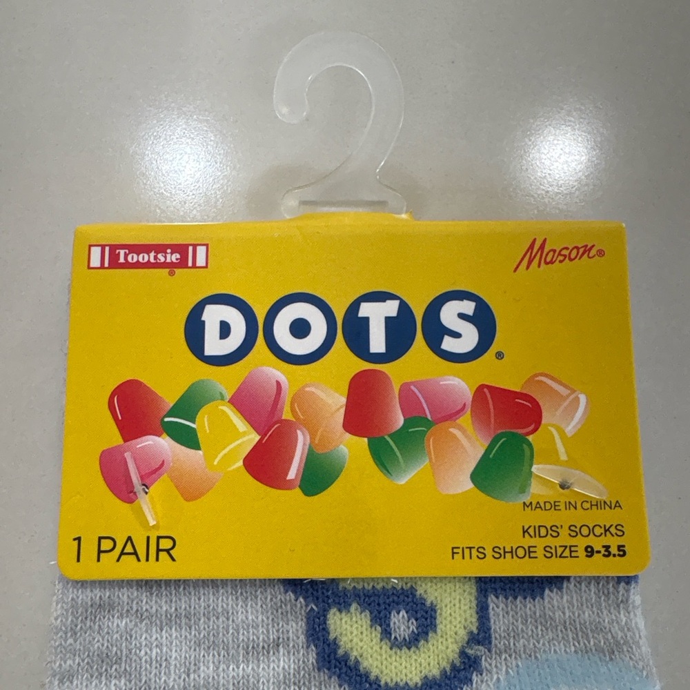 Tootsie DOTS Candy Kids Socks Gray Colorful Gumdrop‎ Pattern Size 9–3.5 NWT - Picture 5 of 6